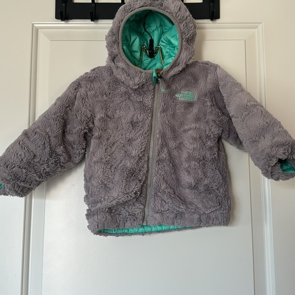 THE NORTH FACE Reversible Mossbud Swirl Insulated Jacket teal size 12/18 - Picture 9 of 11